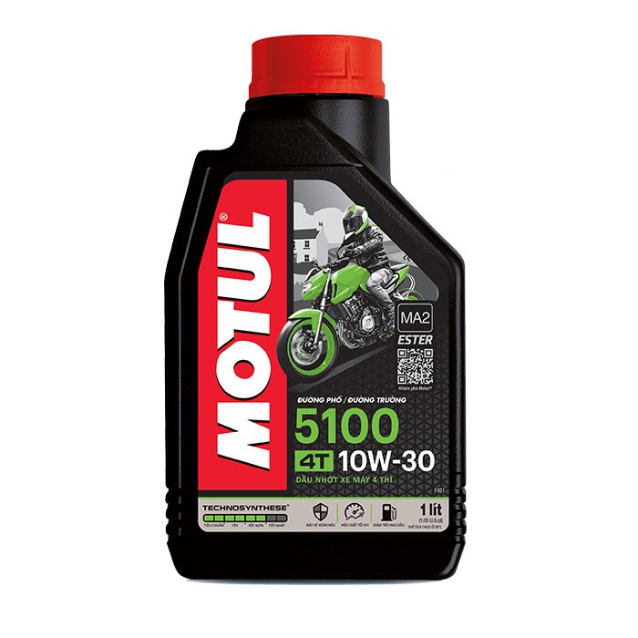Motul 5100 4T 10W30 công nghệ Ester API SM, MA2 - dùng cho xe số đời mới chạy đường phố đường trường