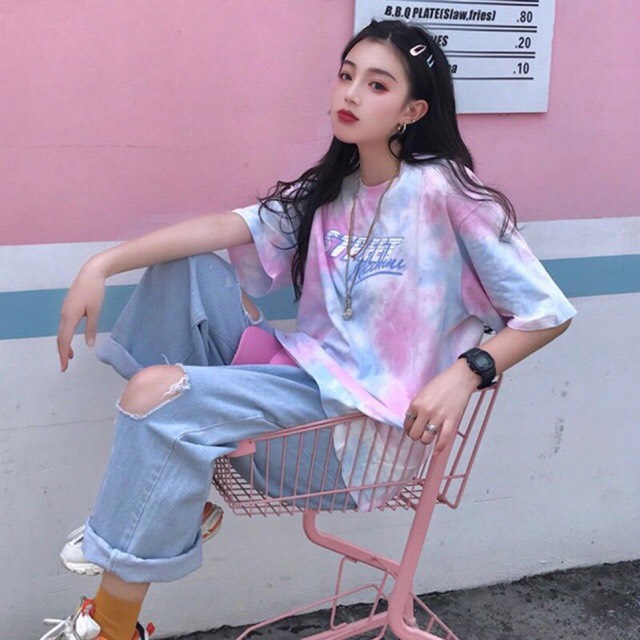 [HCM]Áo Thun Loang Màu In Chữ  STREET