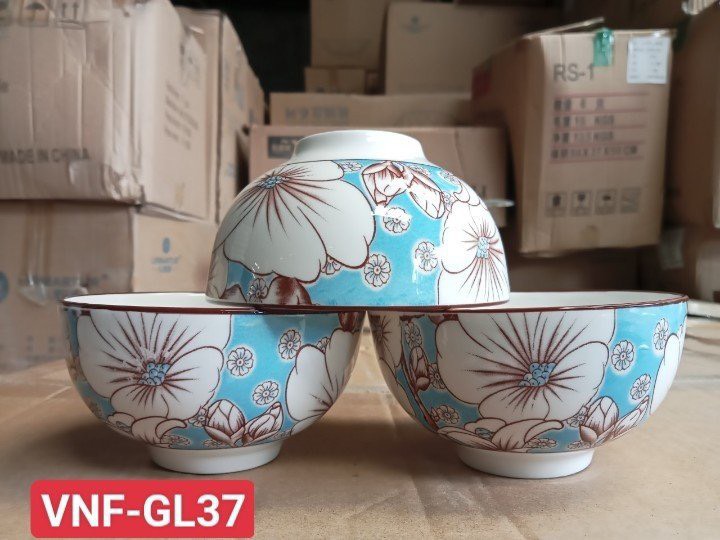 Combo 10 cái chén sứ trắng 11cm / họa tiết / hoa văn 4d nhiều mẫu