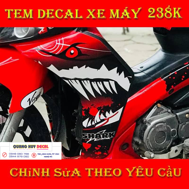 Tem trùm jupiter cá mập đỏ đen shark - Độ dán team trùm decal xe máy jupiter cá mập đỏ đen shark - Team trùm decal xe máy jupiter rẻ đẹp và chất