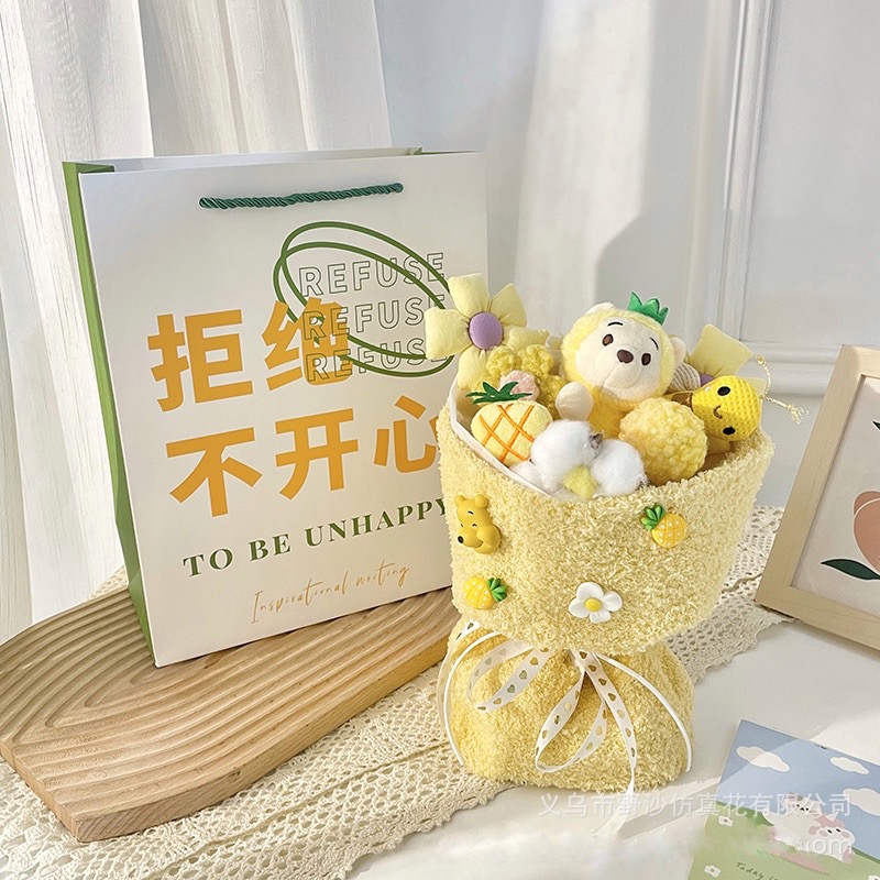 Cute plush stuffed flowers with bag 8/3 birthday gift, 20/10 perfect decor Gon Decor