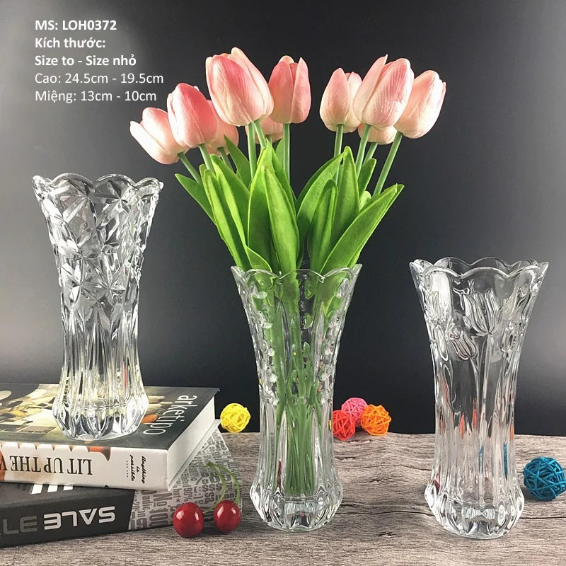 [HCM]Bình bông lọ hoa thủy tinh cao cấp cao 25 cm