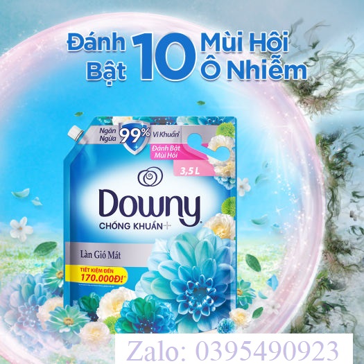 Nước xả vải Downy làn gió mát túi 2,4 lít (Mẫu Mới)