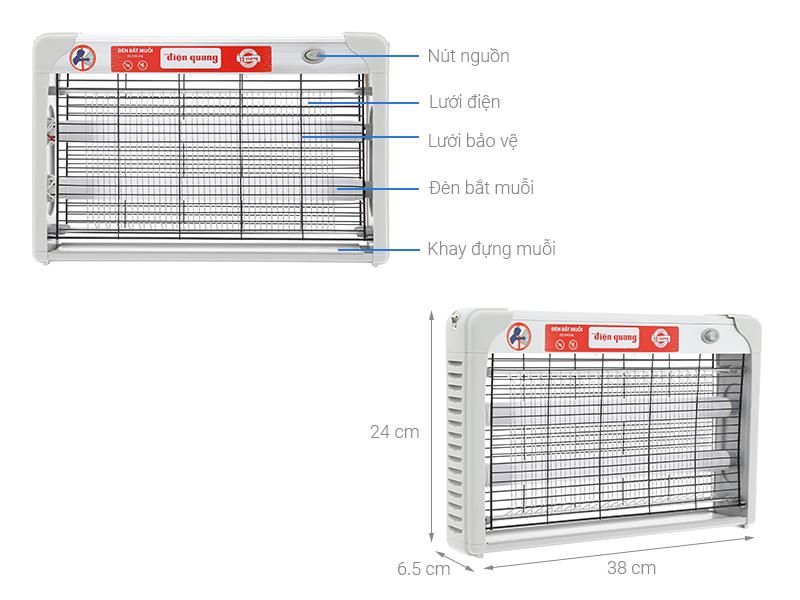 ĐÈN BẮT MUỖI ĐIỆN QUANG ĐQ EML06L ( 240 x 65 x 380 mm )