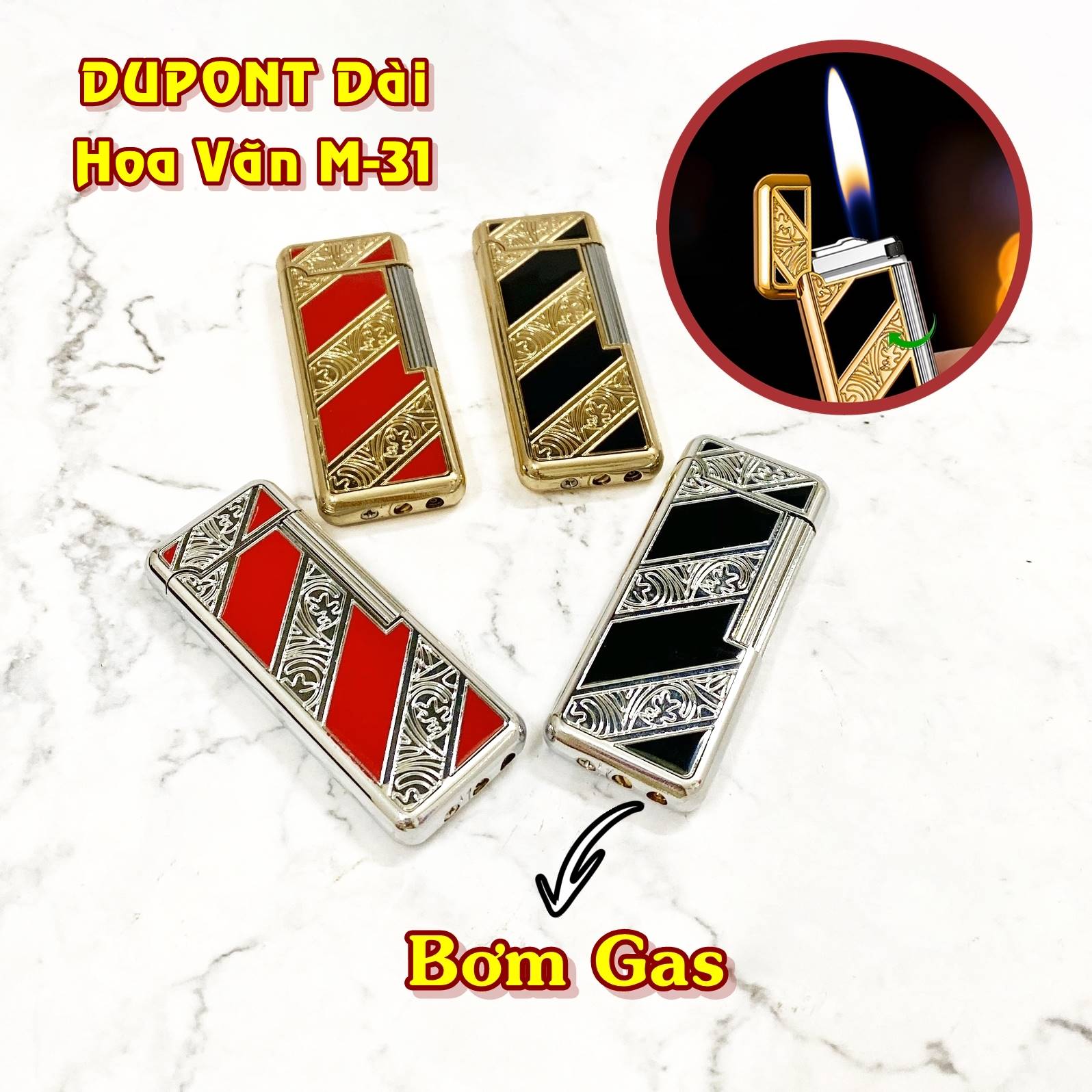 BẬT LỬA DUPONT M-31 DÀI HOA VĂN XÀI GAS