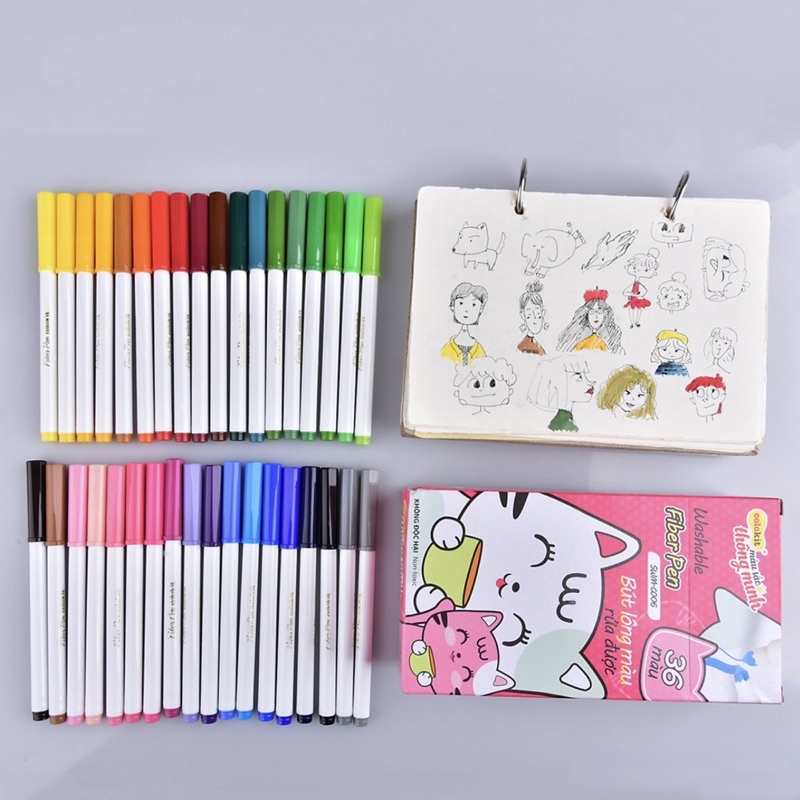 [HCM][ DA ĐEN] Bút Lông 36 Màu Fiber Pen