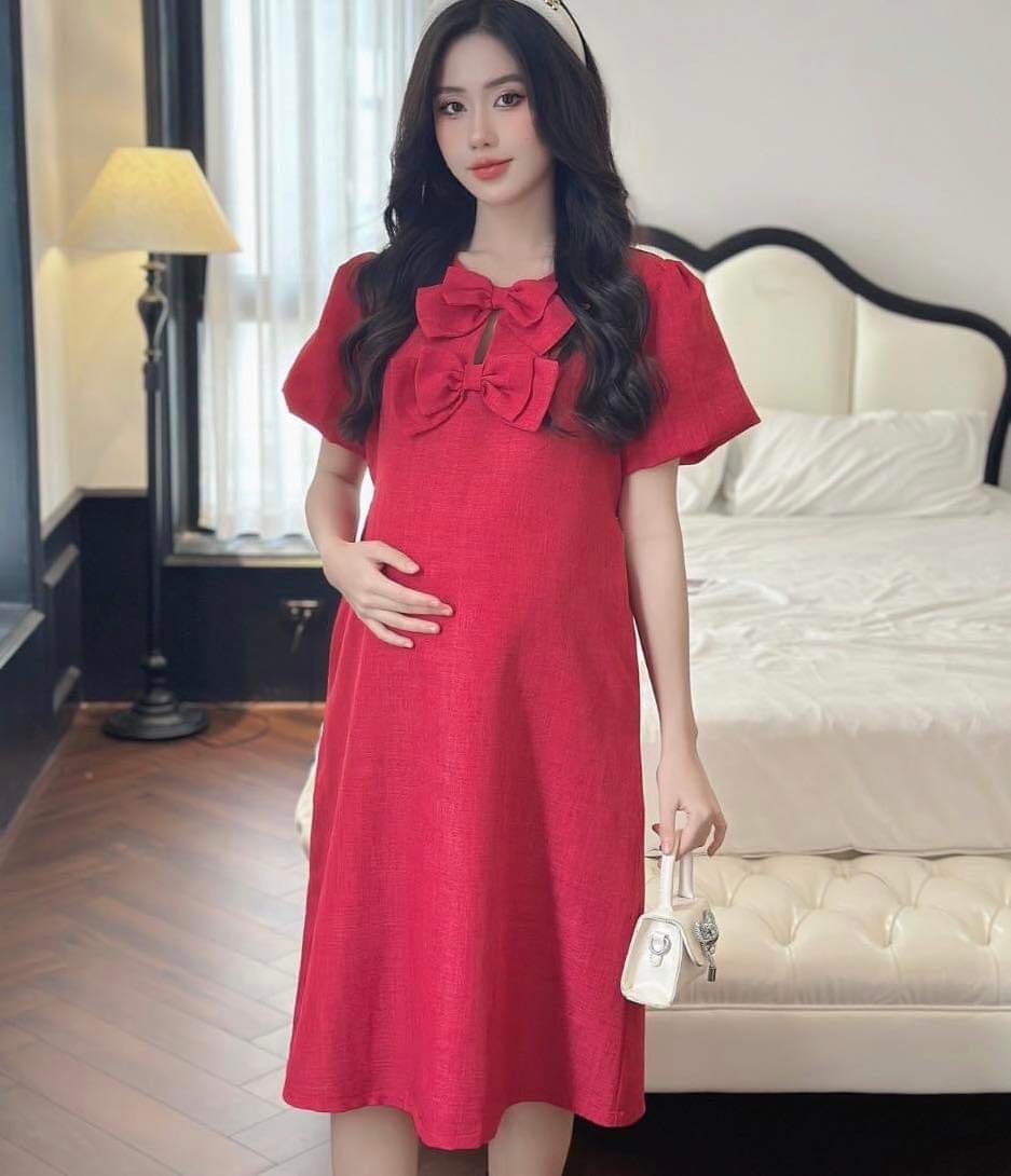 Đủ size từ 45-75kg, Váy bầu bigsize chất đũi nhật siêu mát
