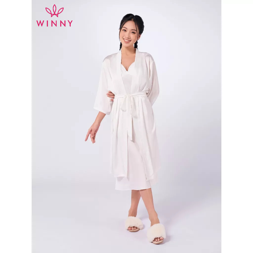 WINNY - Áo choàng lụa mặc nhà hoạt tiết trơn 1DNSA22565A