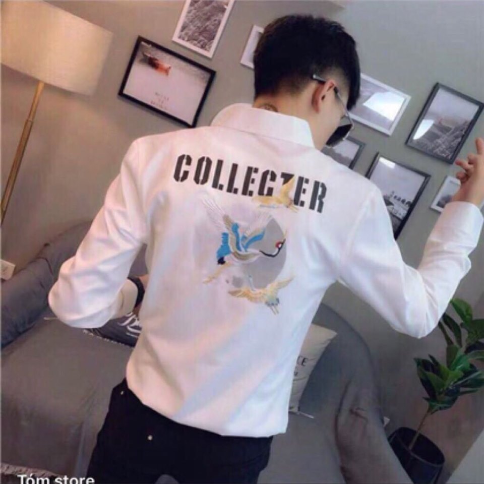 [HCM]ÁO SƠ MI TRẮNG ĐEN COLLECTER SIÊU XINH