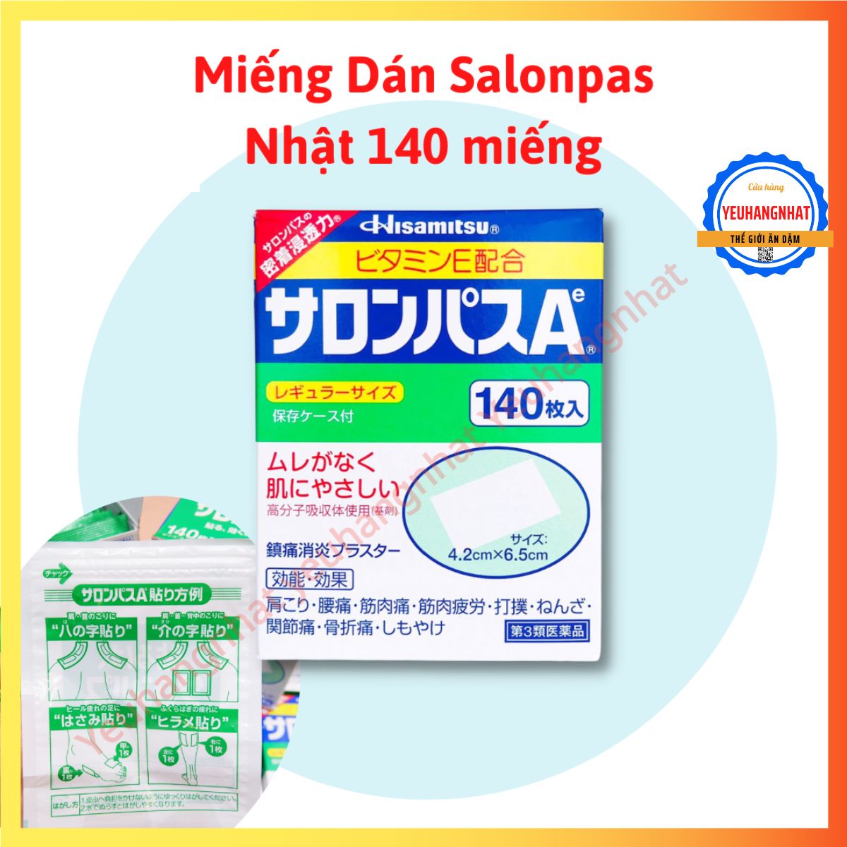Miếng Dán Salonpas Hisamitsu Nhật Bản 140 Miếng