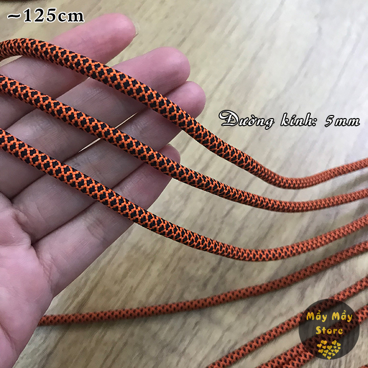 Dây Giày Tròn Màu Cam Vằn Màu Đen Dài 125cm (Cho Giày có 6-7 Lỗ Xâu)