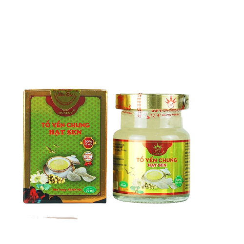 Yến sào Hoàng Việt nguyên chất 30% chưng hạt sen, xuất xứ yến sào Khánh Hòa - Nha Trang , là loại yến hũ chưng sẵn 70ml