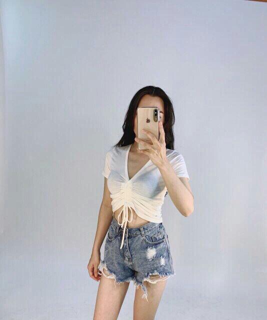 Áo Croptop Tay ngắn rút dây