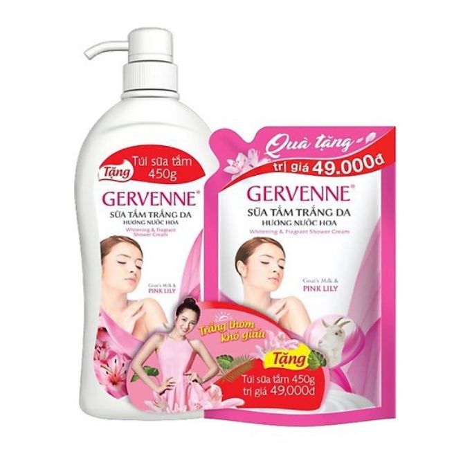Sữa tắm gervenne 900ml tặng túi
