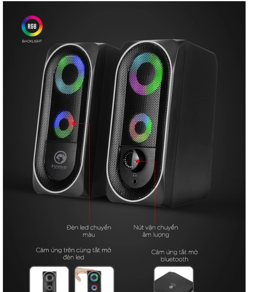 Loa Bluetooth Marvo SG 266BT Led ( 2C/bộ)đen