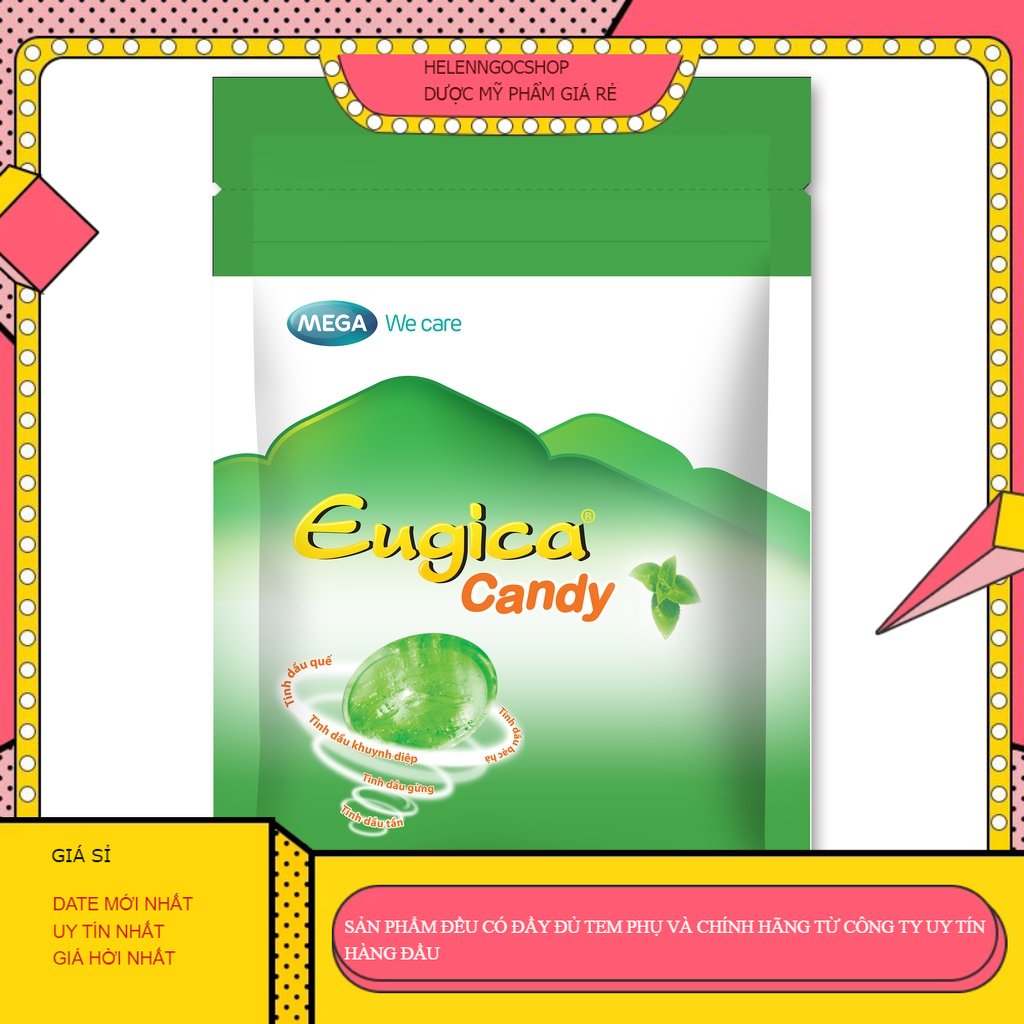 Kẹo ngậm eugica candy thảo dược giảm ho, rát họng