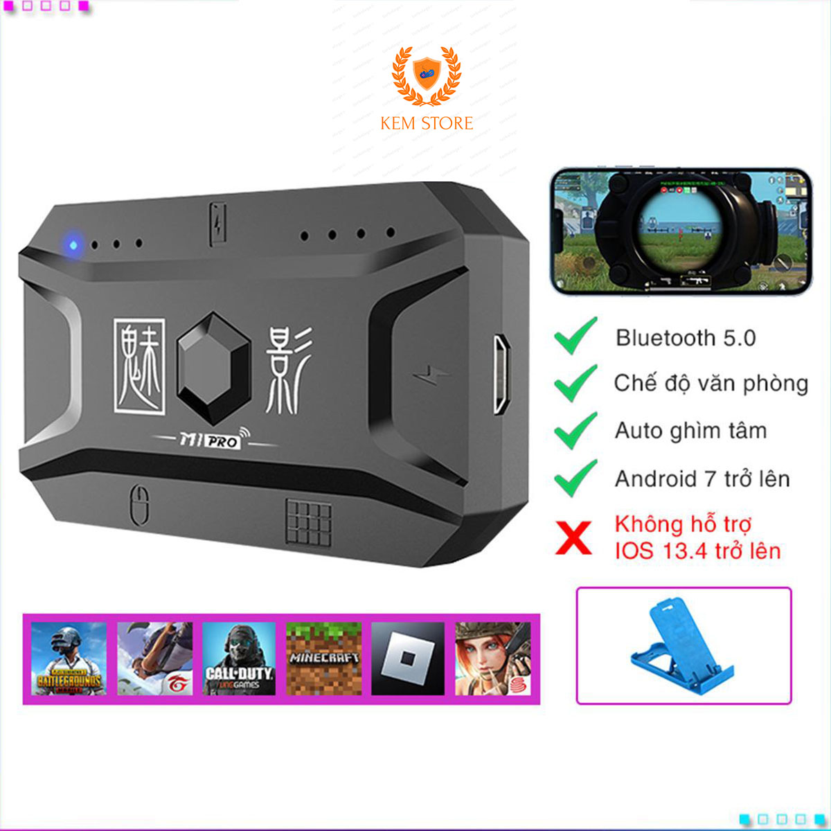 Combo bộ chuyển đổi chơi game M1 Pro và Bàn phím chuột Led chuyên Game - Kết nối Bluetooth hỗ trợ Free Fire,PUBG,Liên Quân Mobile, Tốc Chiến Mobile….. Chơi Điện Tử Phụ Kiện#pubg #freefire #lienquan #lienminhtocchien #dienthoai #pcm