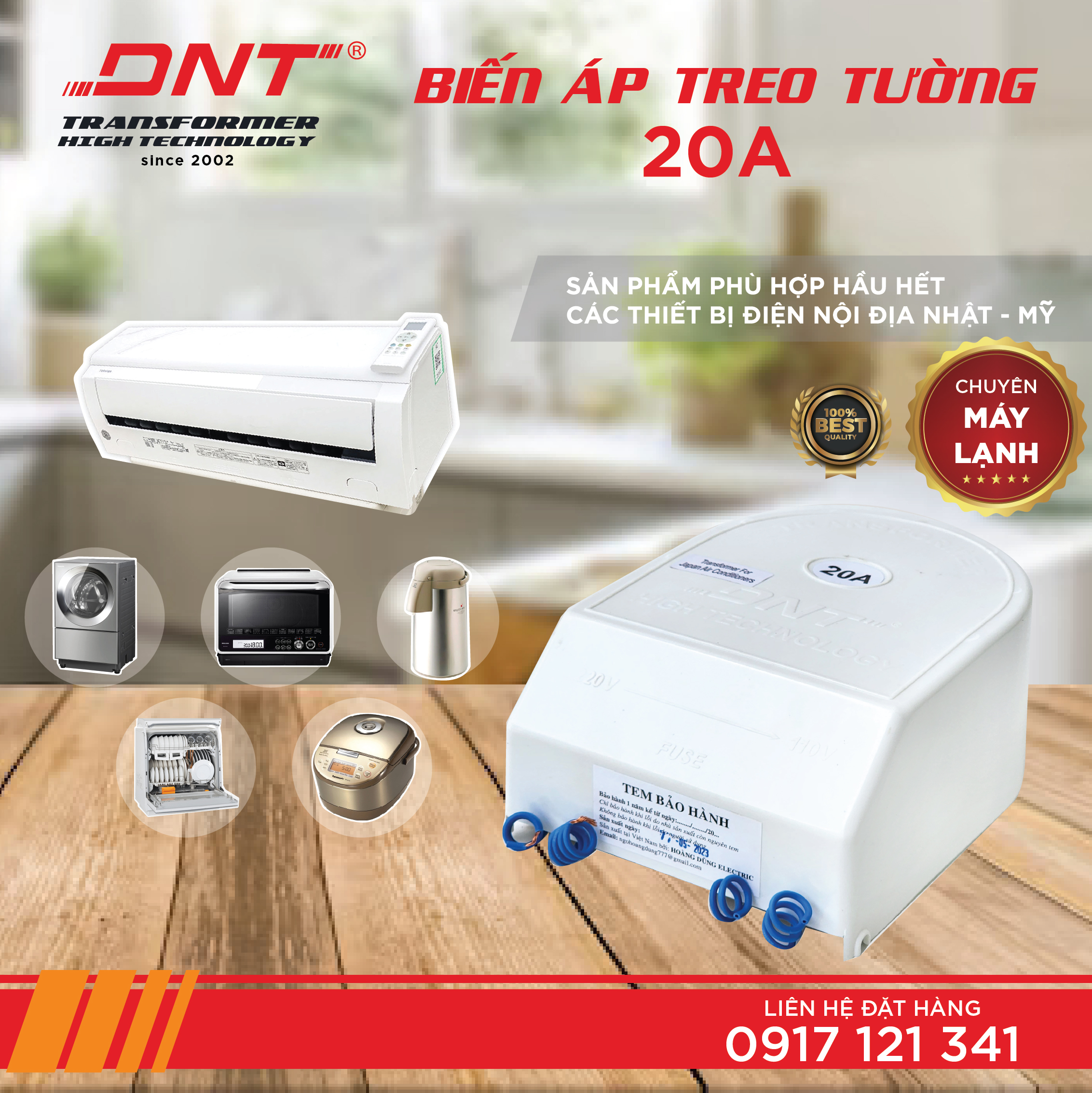 Biến áp 220 ra 110v DNT 20A TREO TƯỜNG