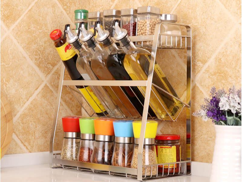 Kệ gia vị nhà bếp cao cấp INOX 304 láp 2,8 ly - dài ngang 40cm