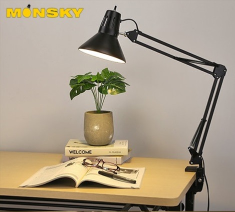 Đèn kẹp bàn MONSKY chao cổ điển dày dặn PX02 - Tặng kèm bóng LED