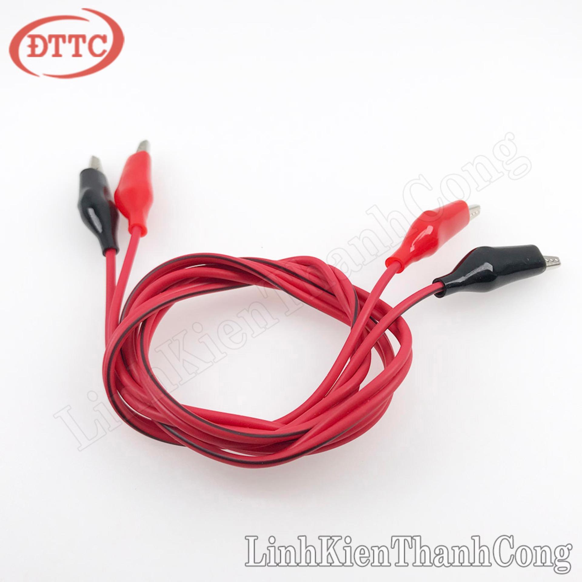 Dây cáp đỏ đen 2 đầu kẹp cá sấu - dài 1 mét