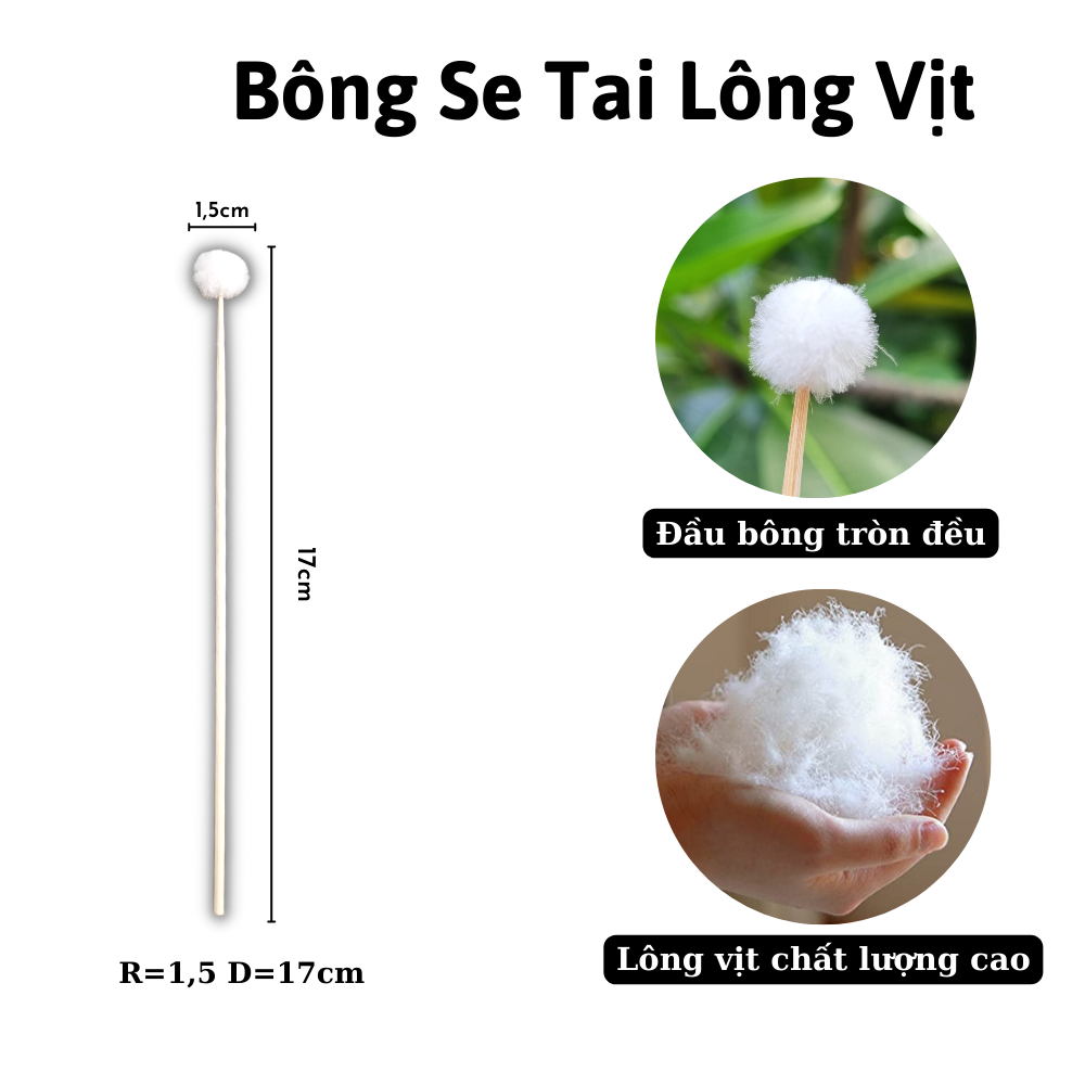 [ ComBo 10 Cây ] Bông se tai lông vịt chuẩn không xù lông