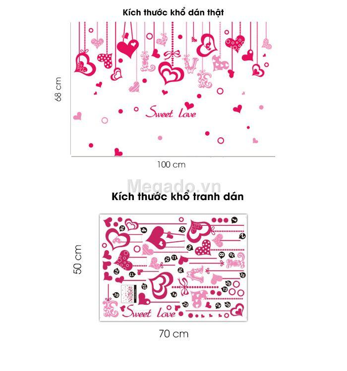 decal dán tường dây leo trái tim