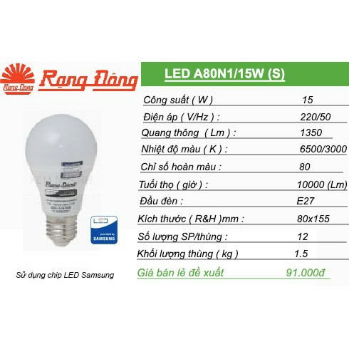Bóng đèn LED BULB Rạng Đông 15W HP Electrical