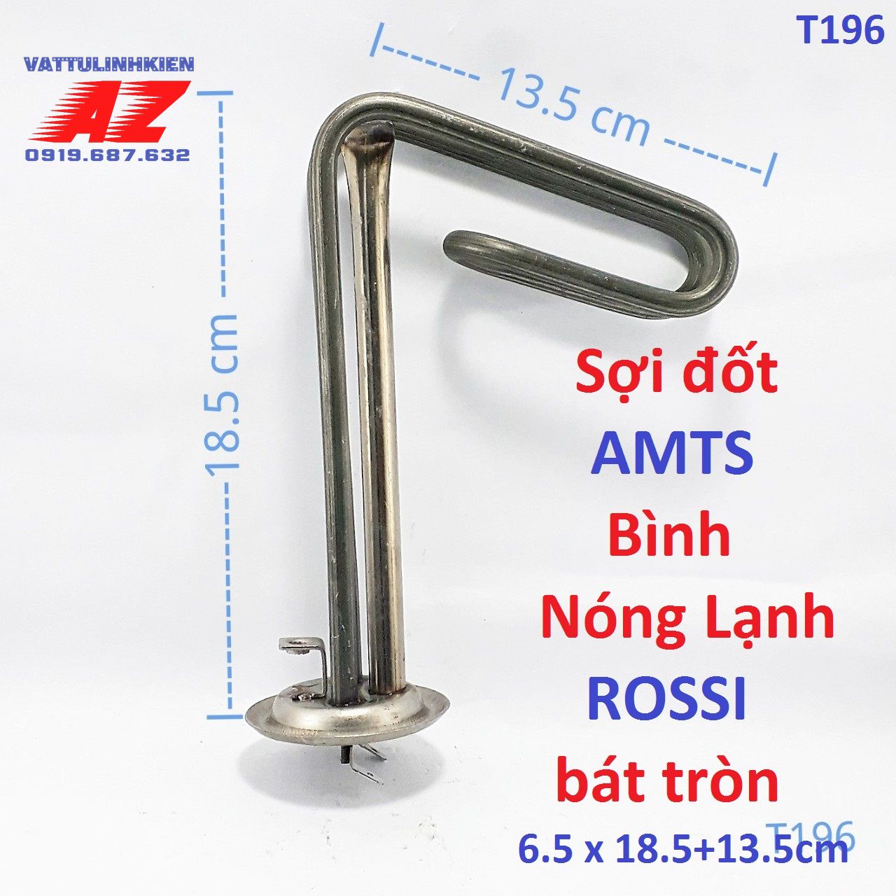 Ruột đốt Bình nước nóng ROSSI - Tân Á cong bát tròn 6.5cm