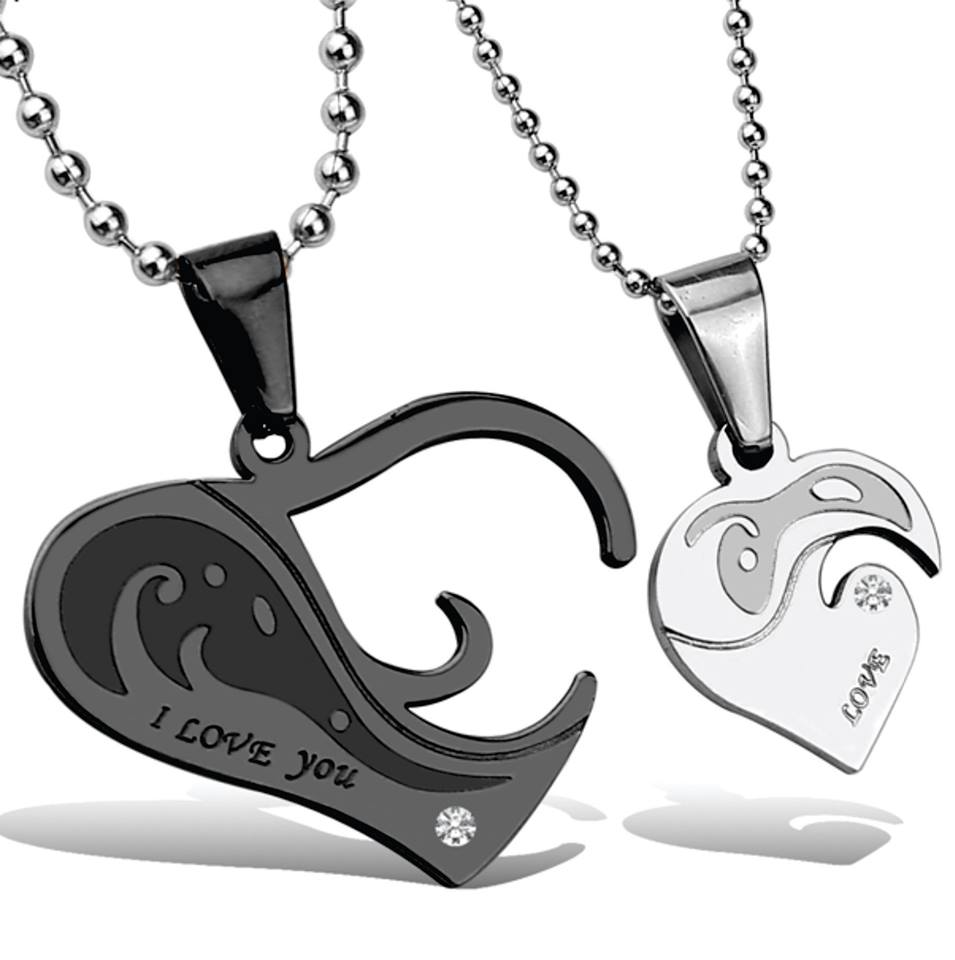 Dây chuyền cặp đôi inox trái tim lồng nhau ( 1 cặp)