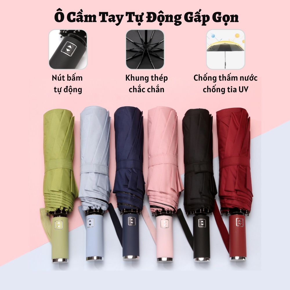 Ô tự động gấp gọn – Dù tự bung chống tia UV, 10 nan chịu lực cao cấp , chống thấm nước, ô che mưa che nắng cỡ lớn