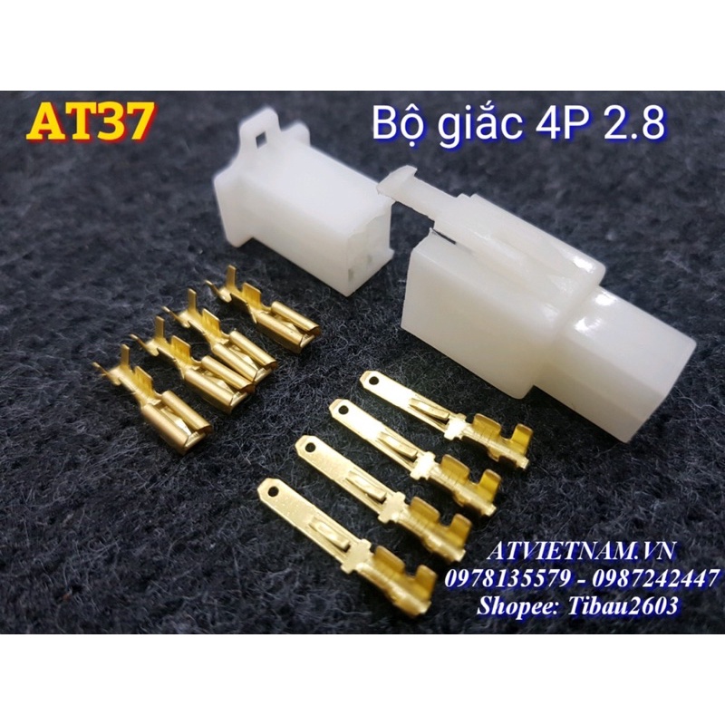 Bộ Giắc Nhựa 4 Lỗ 4P 2.8 - AT37 ( 1 bịch/10 bộ)