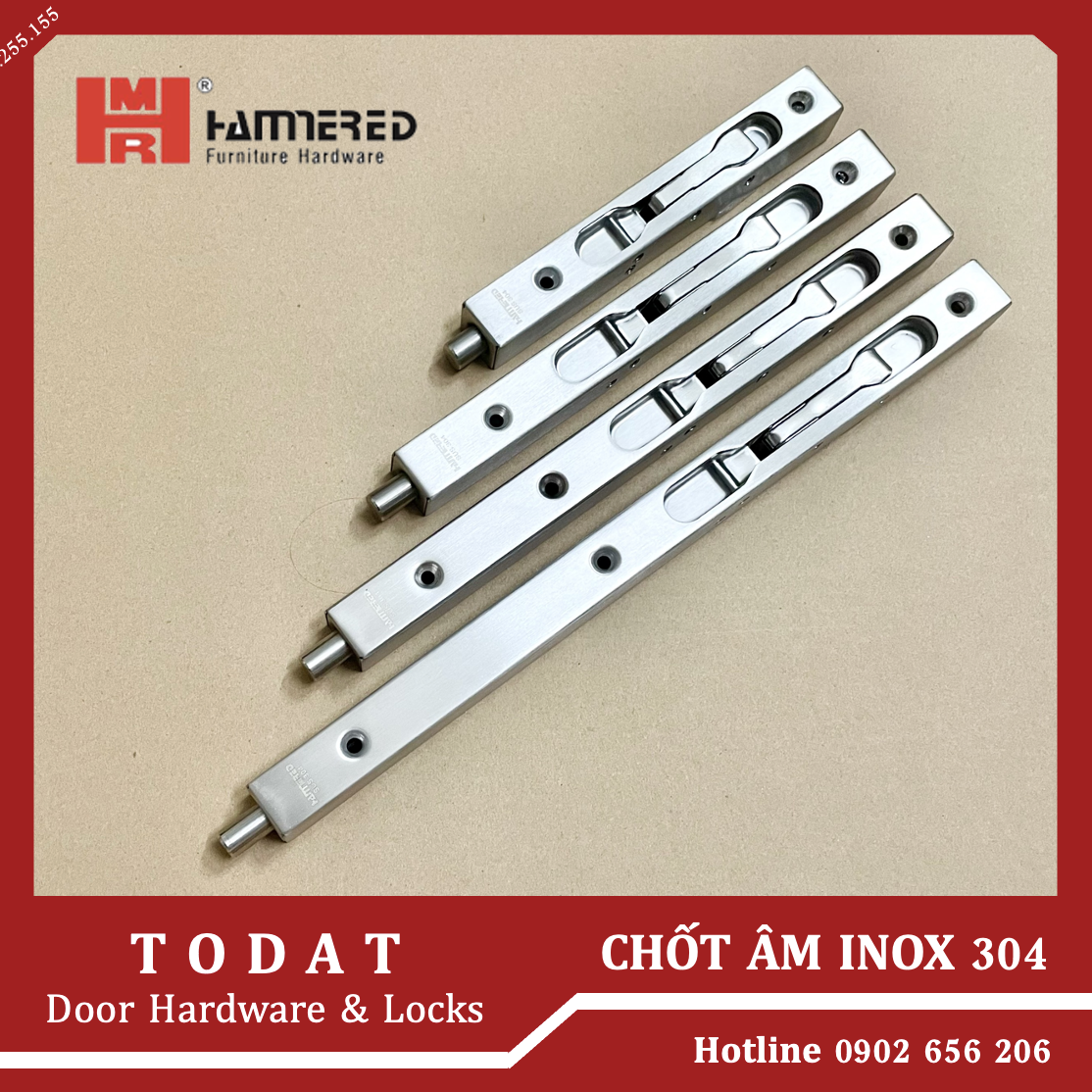 Chốt âm cửa gỗ cao cấp dạng hộp vuông inox 304