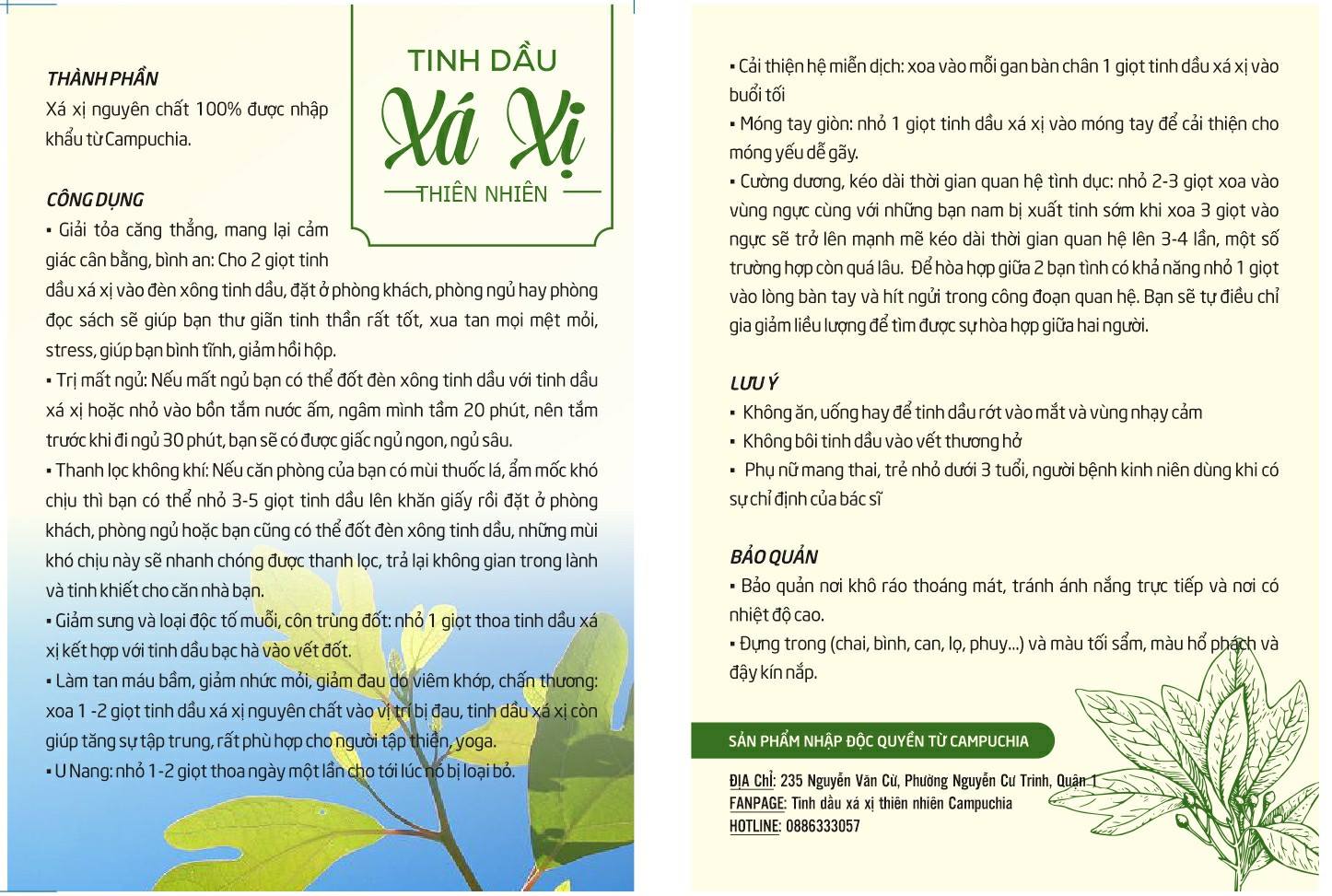 Tinh dầu xá xị treo xe
