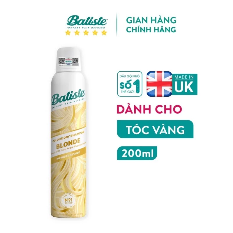 Dầu gội khô giúp làm sạch, tóc bồng bềnh batiste dry shampoo 200ml