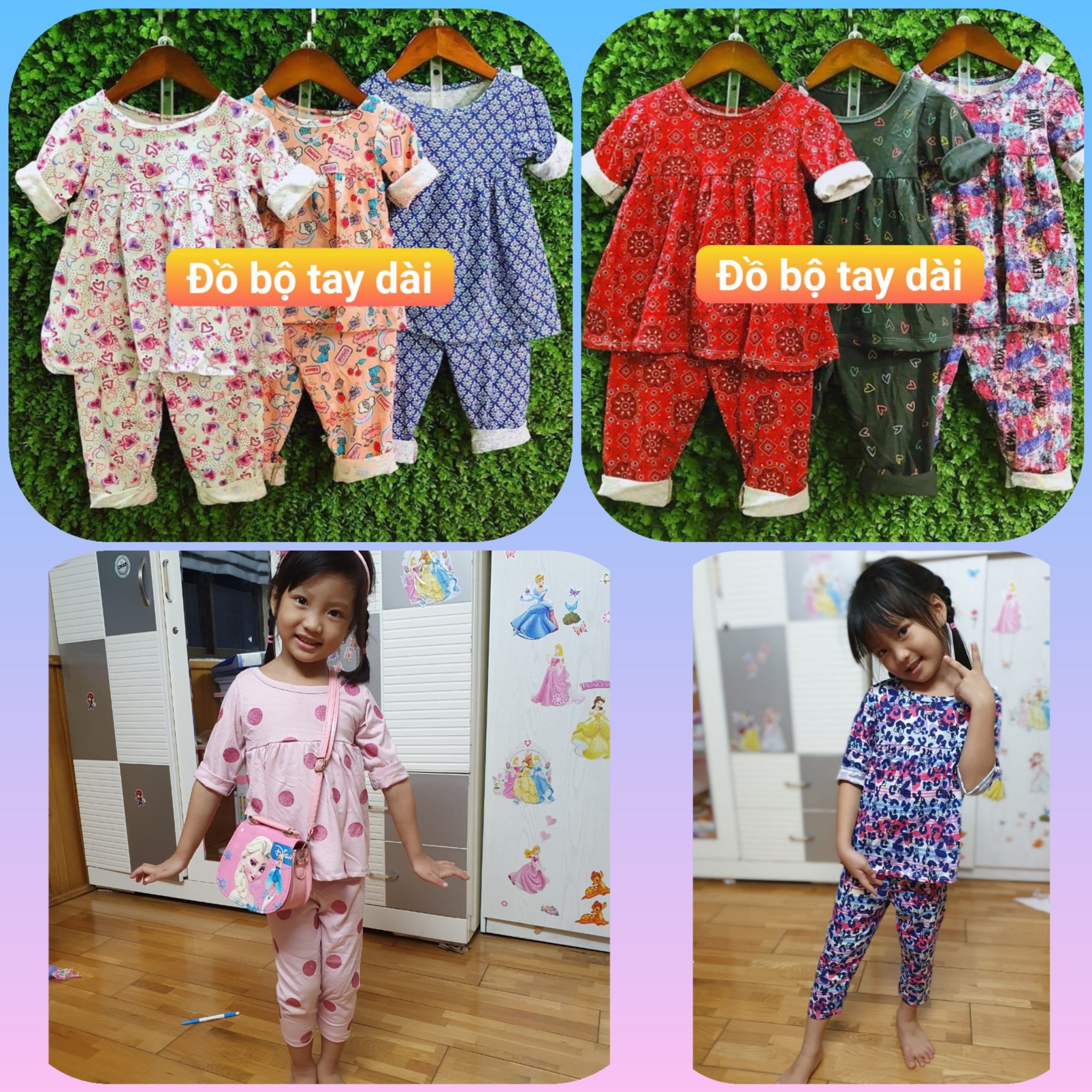 Đồ bộ tay dài  cho bé gái cực xinh -chat để chọn size