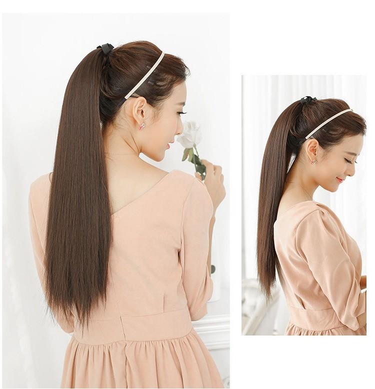 TÓC GIẢ CỘT THẲNG DÀI MÀU NÂU VÀNG HẠT DẺ