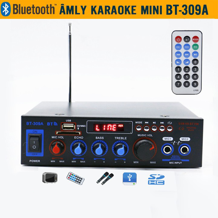 Âm ly bluetooth mini hát karaoke BT-309A Chất Lượng Cao