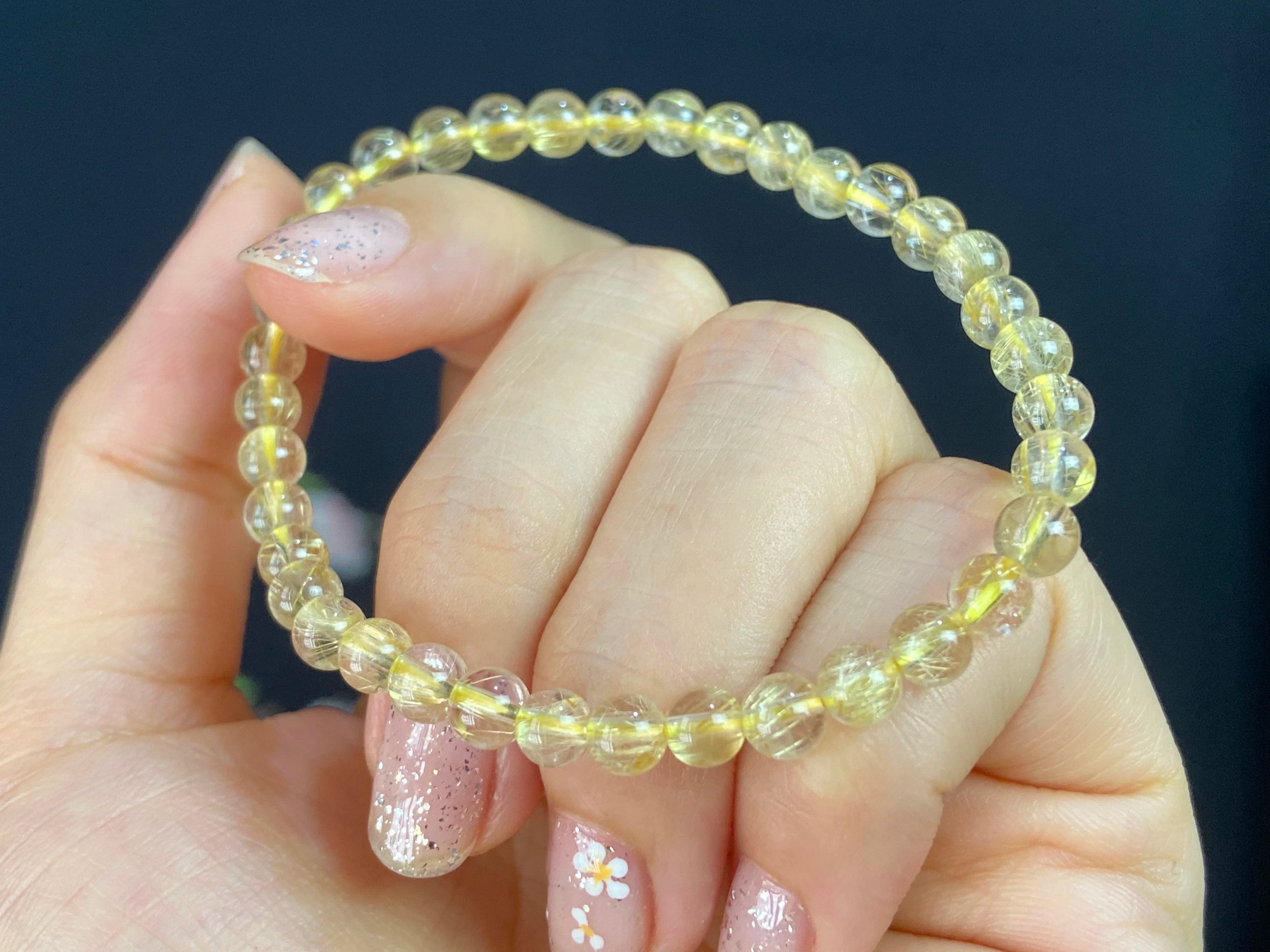 VT189 Vòng tay nữ Thạch anh tóc vàng VIP hạt 5mm