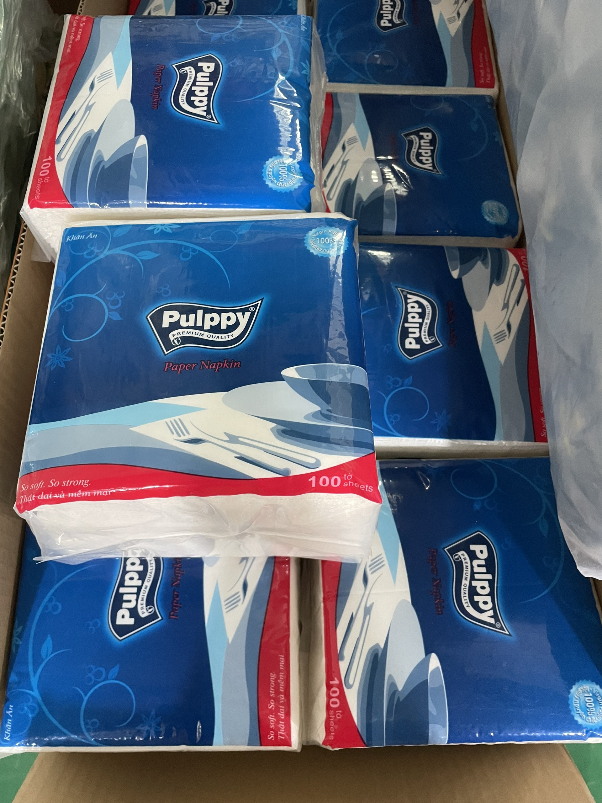 Bịch 100 Tờ Khăn giấy vuông Pulppy 33x33cm