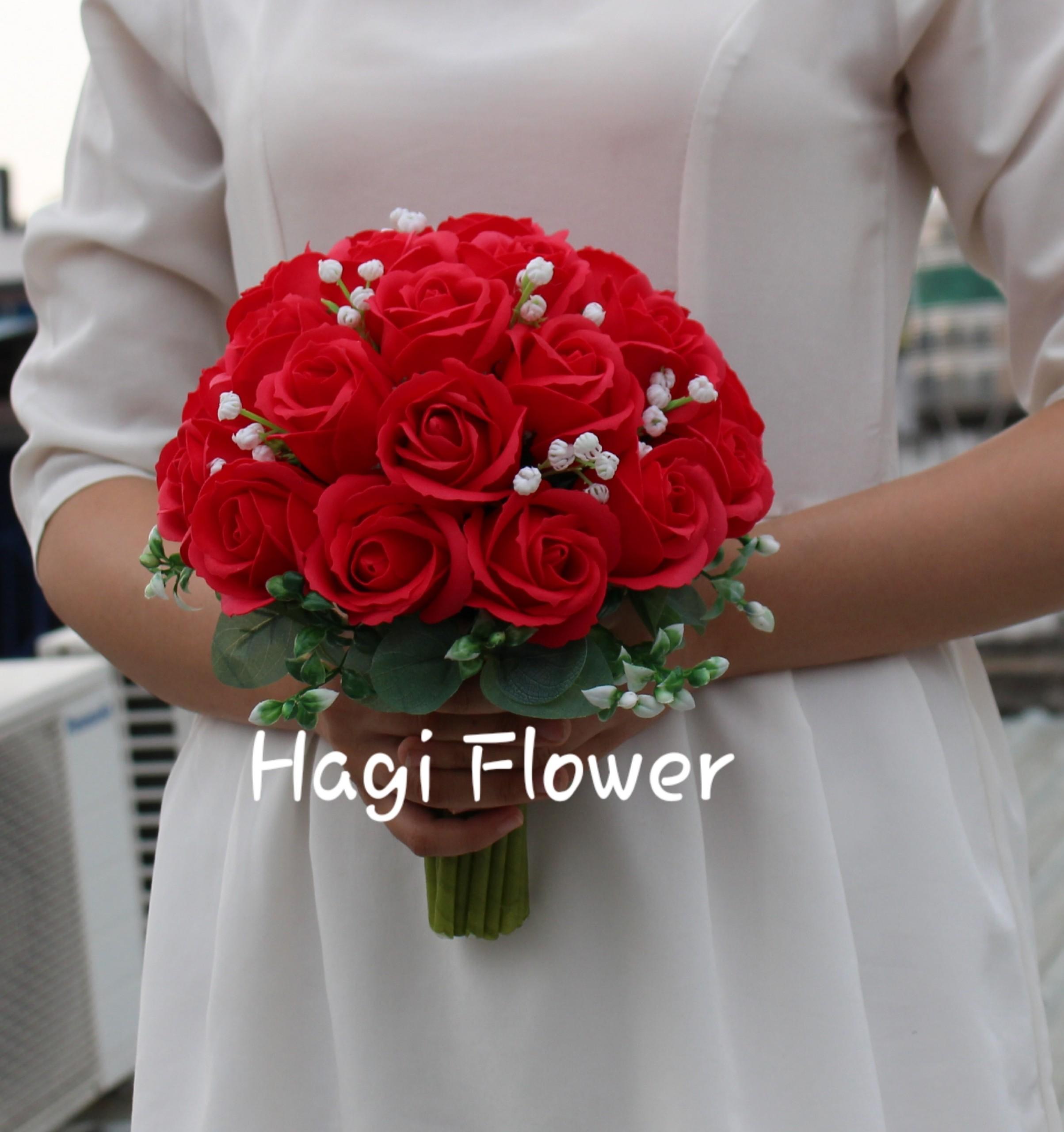 [HCM]Hoa cưới cầm tay hoa sáp thơm Loving