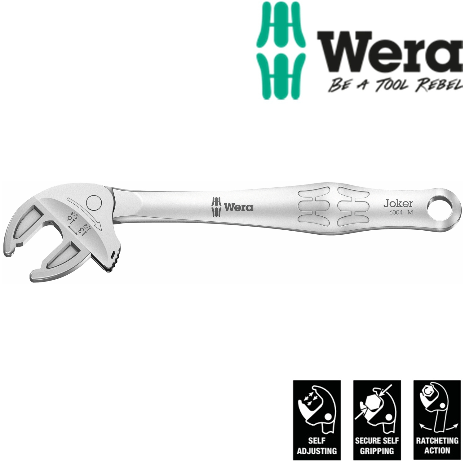 Cờ lê tự điều chỉnh size 13 - 16 (hệ mét) hay 1/2"–5/8" (hệ inch) 6004 Joker M self-setting spanner Wera 05020103001