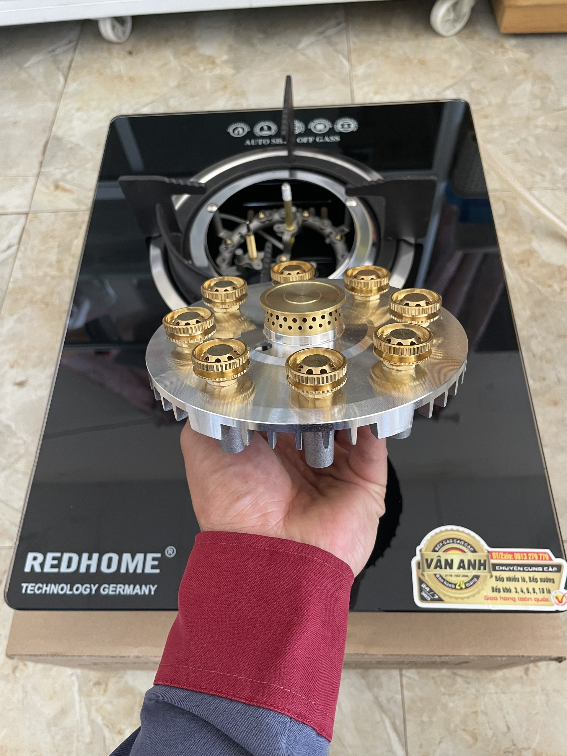 BẾP GAS ÂM ĐƠN 9 ĐẦU ĐỐT ( NGẮT GAS TỰ ĐỘNG )
