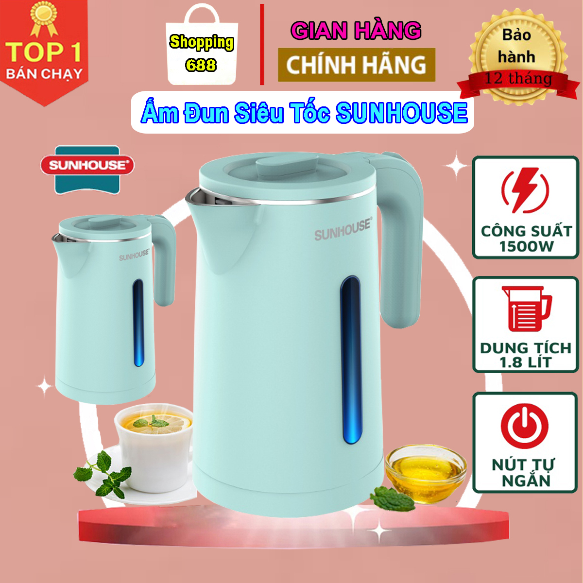Ấm đun siêu tốc sunhouse shd 1351 - bình đun nước siêu tốc cao cấp, ấm đun nước siêu tốc, bình đun siêu tốc, ấm đun nước inox 304, ấm siêu tốc cao cấp, ấm đun nước mini, ấm đun nước, ấm siêu tốc thái lan