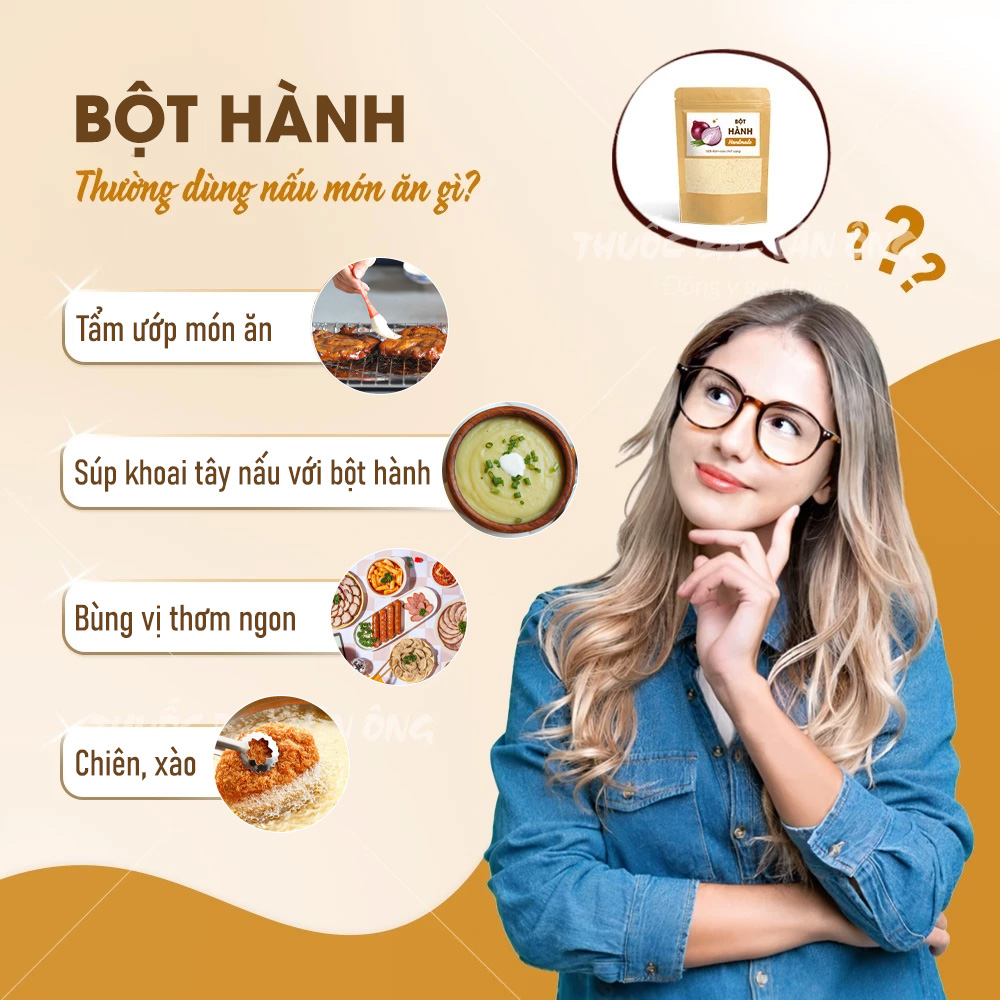 Bột hành tím nguyên chất 100g (Bột hành ta, gia vị tẩm ướp thực phẩm thơm ngon)