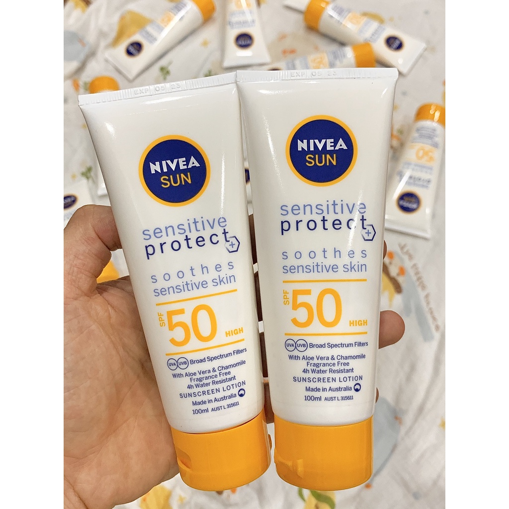 KEM CHỐNG NẮNG NIVEA SUN Sensitive Protect Sunscreen Lotion SPF50 CHO DA NHẠY CẢM 100ML