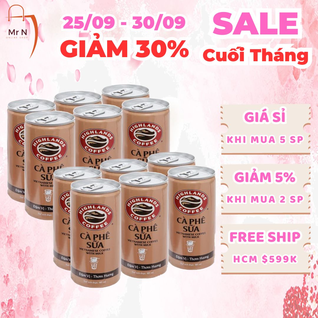 Combo 2 lốc 6 lon Cà phê sữa Highlands Coffee 185ml / lon (12 lon x 185ml)