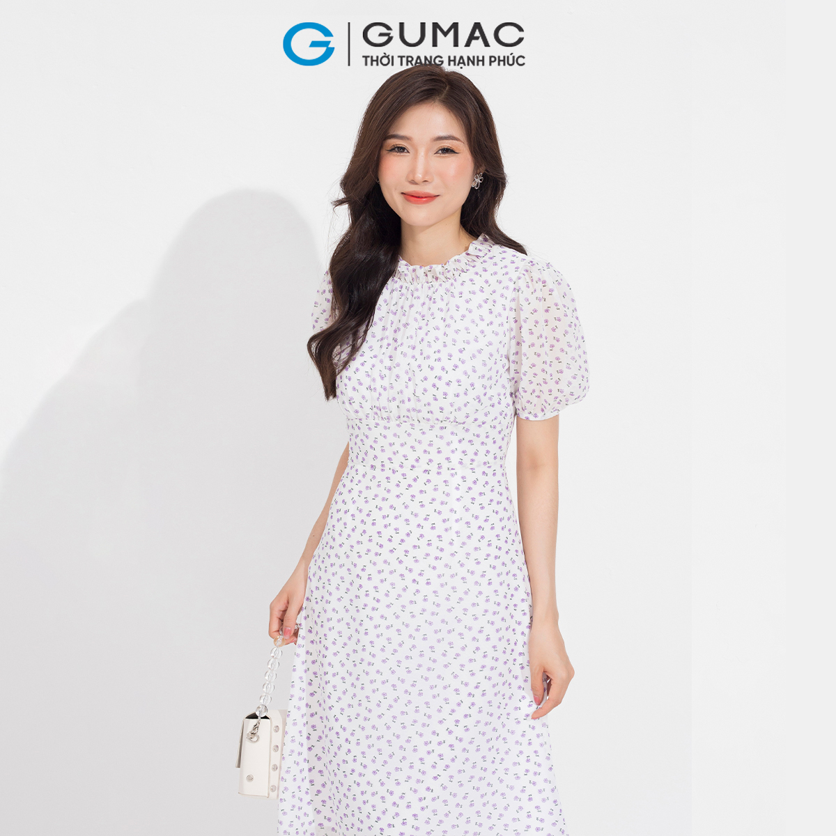 [SALE MẠNH] Đầm cổ bèo nhún GUMAC DD05087