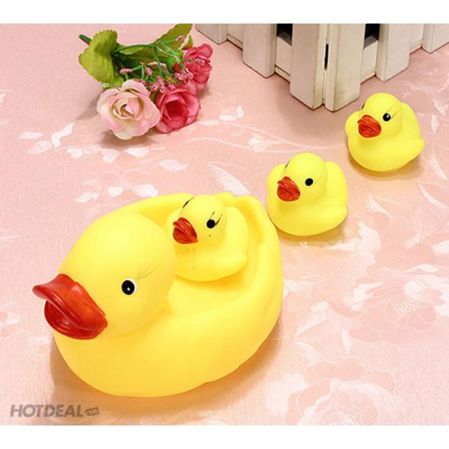 Đàn Vịt Thả Bồn Tắm 1 mẹ 3 con Có Còi Phát Nhạc