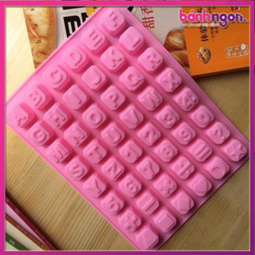 Khuôn silicon chữ cái và con số 48 viên làm socola, rau câu